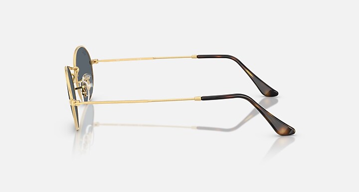 Ray-Ban Oval Flat Lenses Sunglasses Arista Gold Frame Blue Lenses 51-21