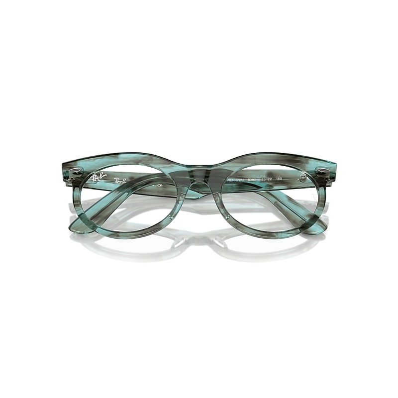 Ray-Ban Wayfarer Oval Optics Eyeglasses Striped Transparent Green Frame Clear Lenses Polarized 53-22