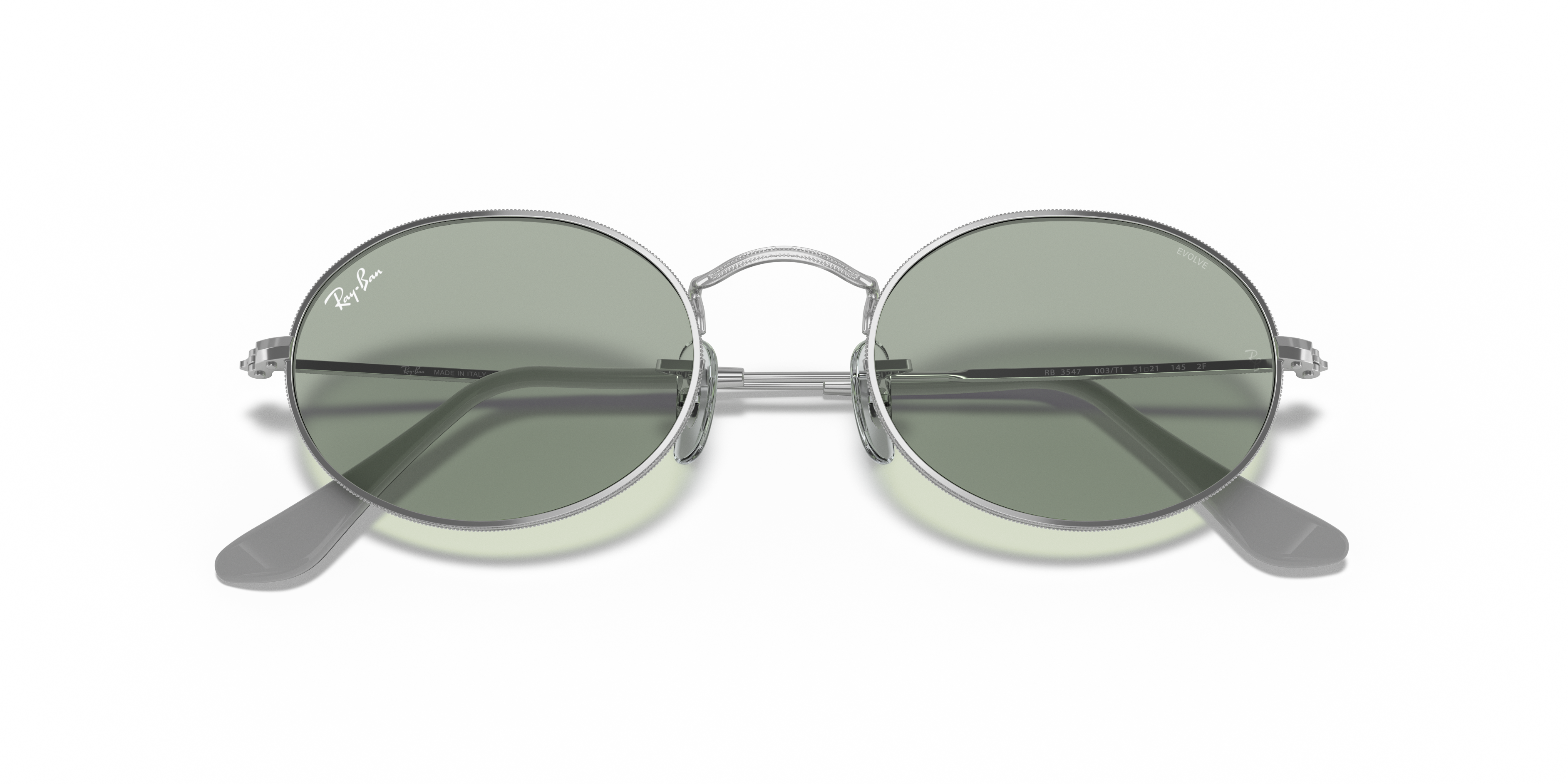 レイバン 調光 RayBan RB3547 54 21 EVOLVE グリーン OVAL SOLID EVOLVE Sunglasses in Silver and Green/Blue