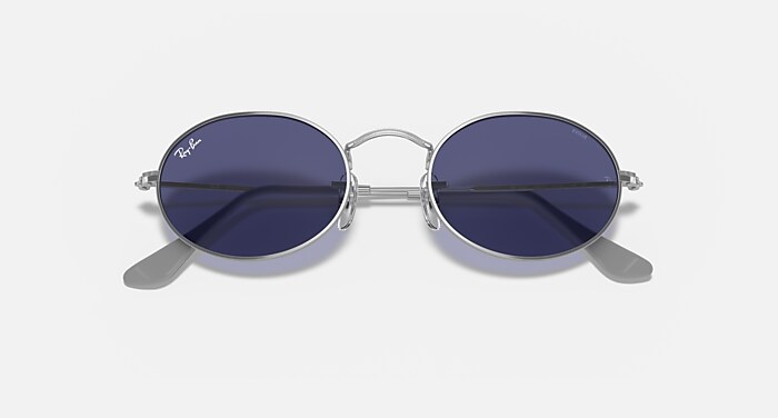 OVAL SOLID EVOLVE Sunglasses in Silver and Green/Blue  display picture 3