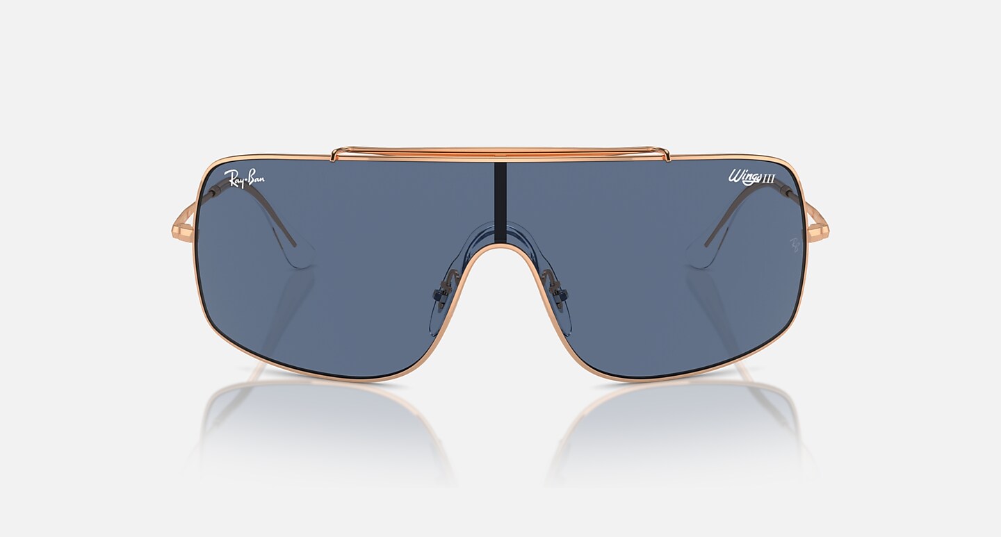 Ray-Ban Sunglasses Wings IIi Rose Gold Frame Blue Lenses