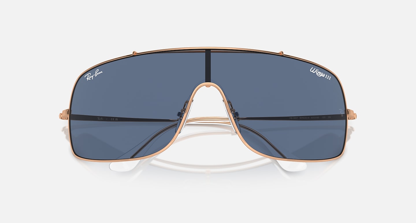 Ray-Ban Sunglasses Wings IIi Rose Gold Frame Blue Lenses