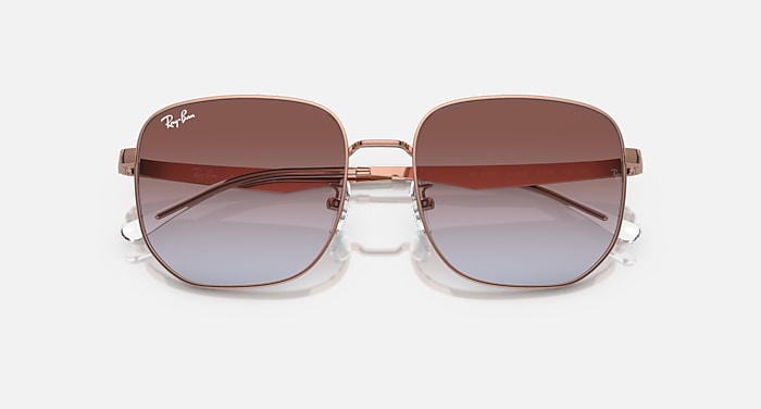 Ray-Ban Sunglasses Unisex Rb3713d - Pale Gold Frame Orange Lenses 57-18