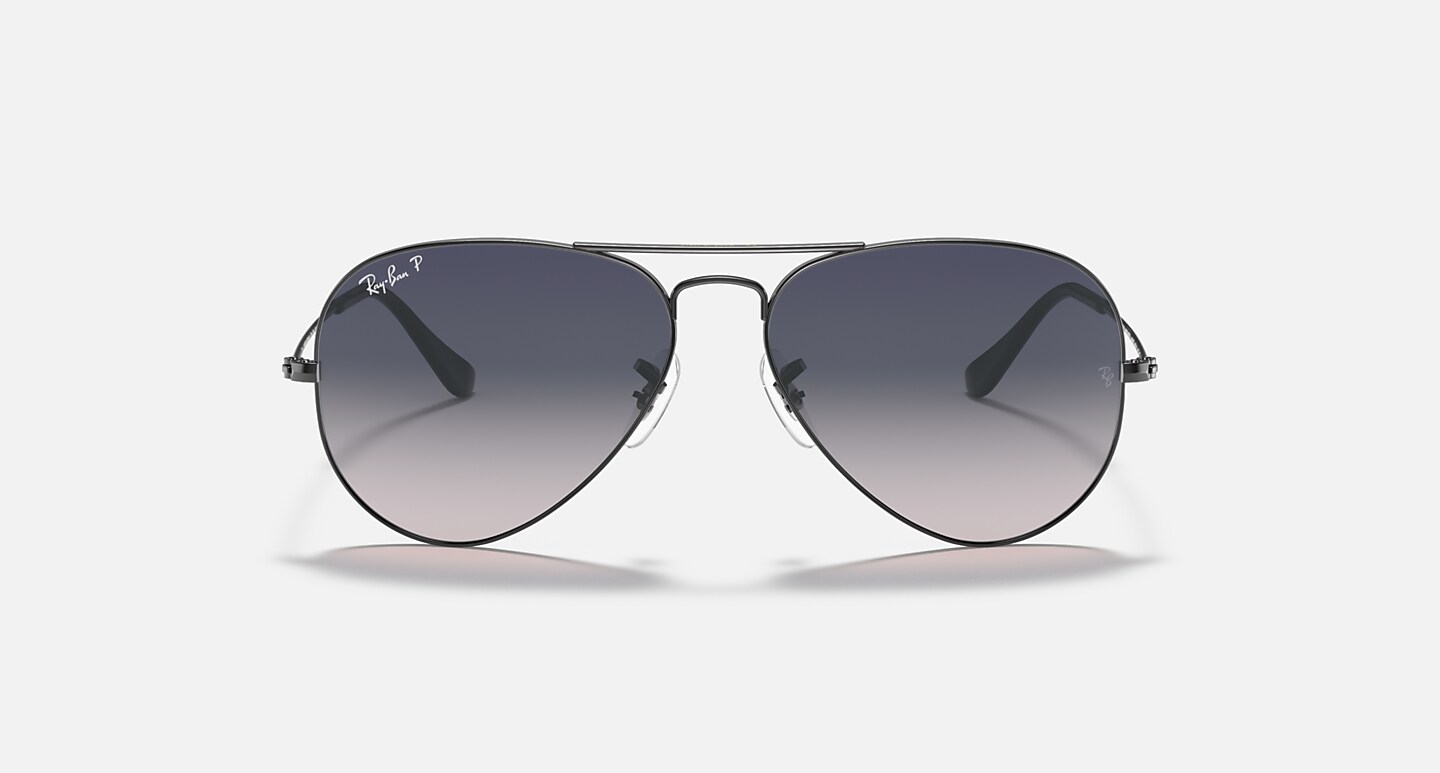 Ray-Ban Sunglasses Unisex Aviator Gradient - Gunmetal Frame Blue Lenses 55-14 Polarized