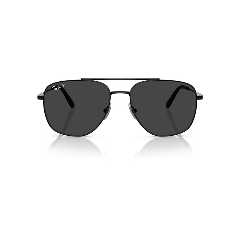 Ray Ban William Titanium Sunglasses Black Frame Black Lenses Polarized 59-17 In Black