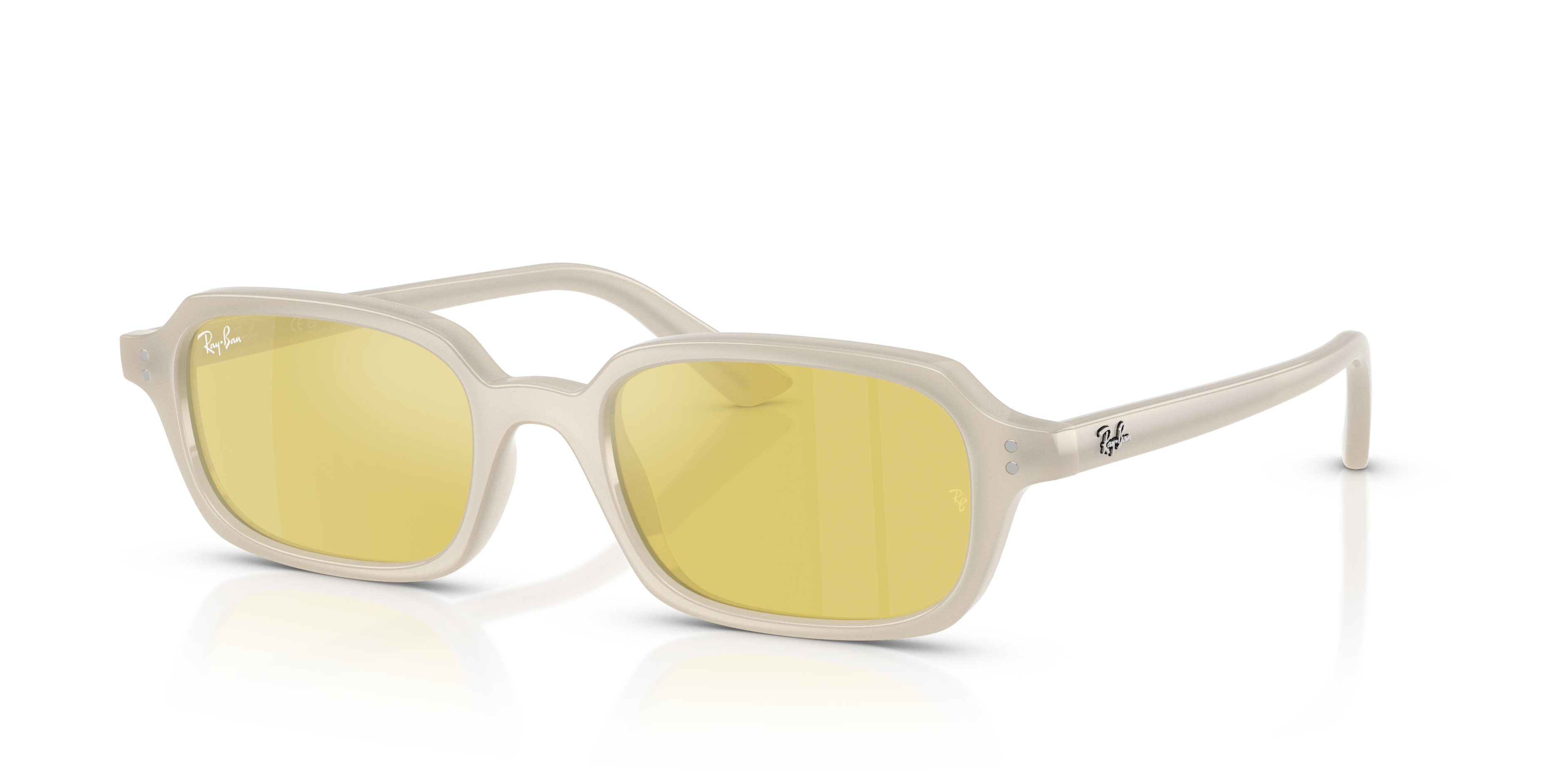 ZURI BIO-BASED Sunglasses in Cloudy Warm White and Yellow Mirror
