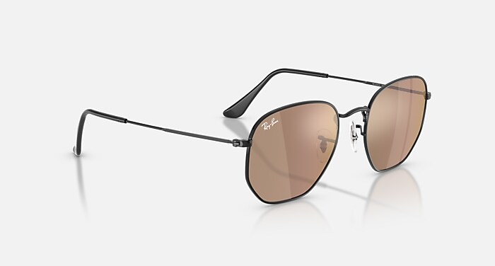 アール(ᵔᴥᵔ)　レディース　GB S HEXAGONAL FLAT LENSES Sunglasses in Black and Brown Mirror Bronze