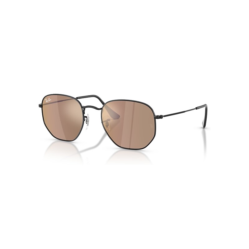 Ray-Ban Sunglasses Unisex Hexagonal Flat Lenses - Black Frame Brown Lenses 51-21