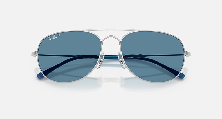 Ray-Ban Sunglasses Unisex Bain Bridge Chromance - Silver Frame Blue Lenses 60-17 Polarized