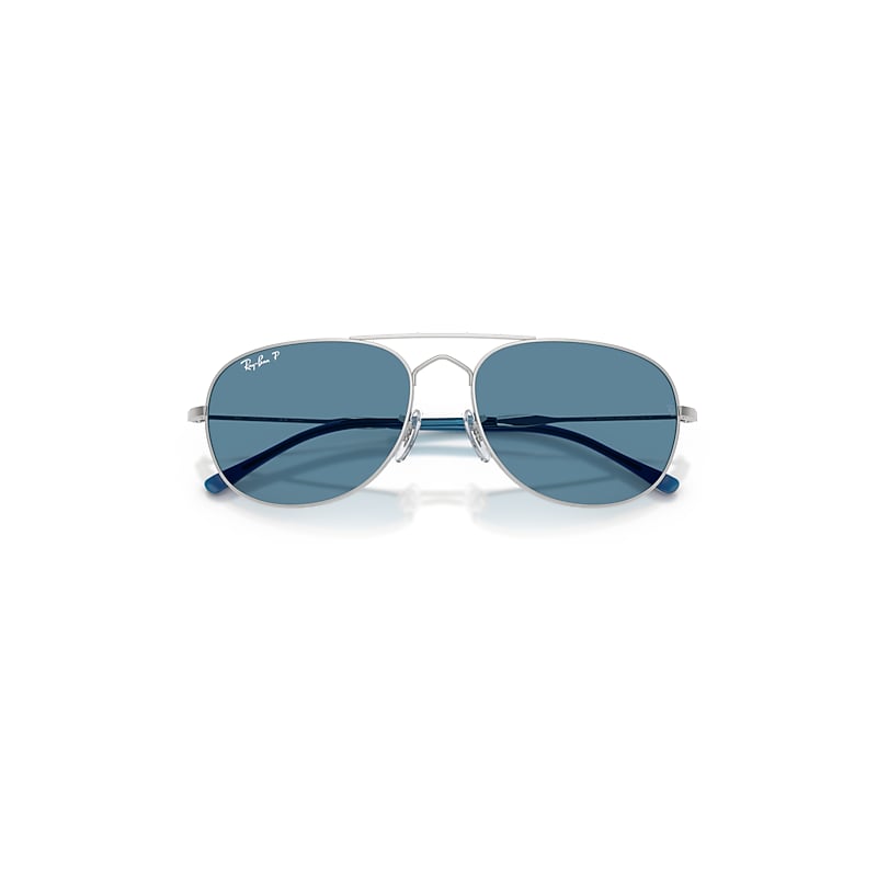 Ray Ban Bain Bridge Chromance Sunglasses Silver Frame Blue Lenses Polarized 60-17 In Silver