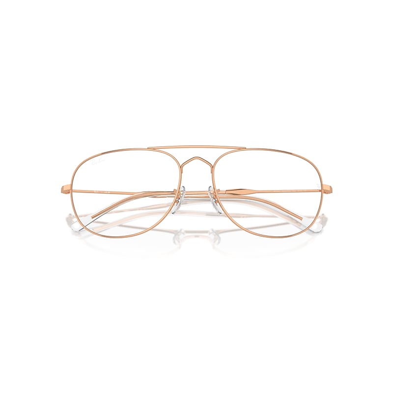 Ray-Ban Bain Bridge Optics Eyeglasses Rose Gold Frame Clear Lenses Polarized 55-17