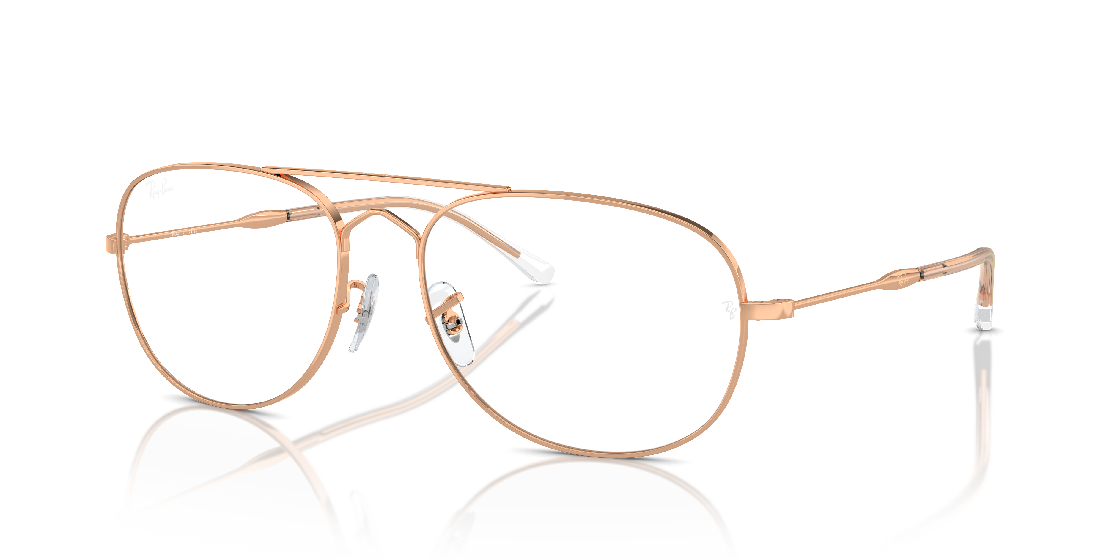 BAIN BRIDGE OPTICS Polished Rose Gold Frame Clear Lenses 55-17