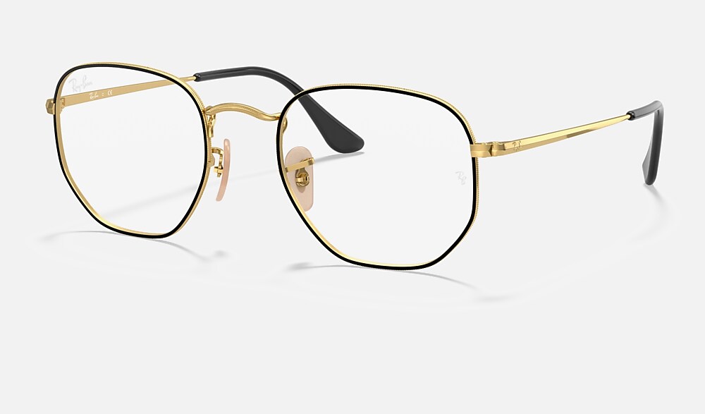 HEXAGONAL OPTICS Eyeglasses with Black On Gold Frame  display picture 2