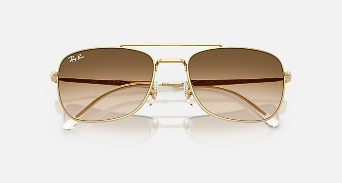 Ray-Ban Gold Frame Sunglasses with Gradient Lenses Ray-Ban RB3637 New Round gold frame with clear gradient blue  main image 4