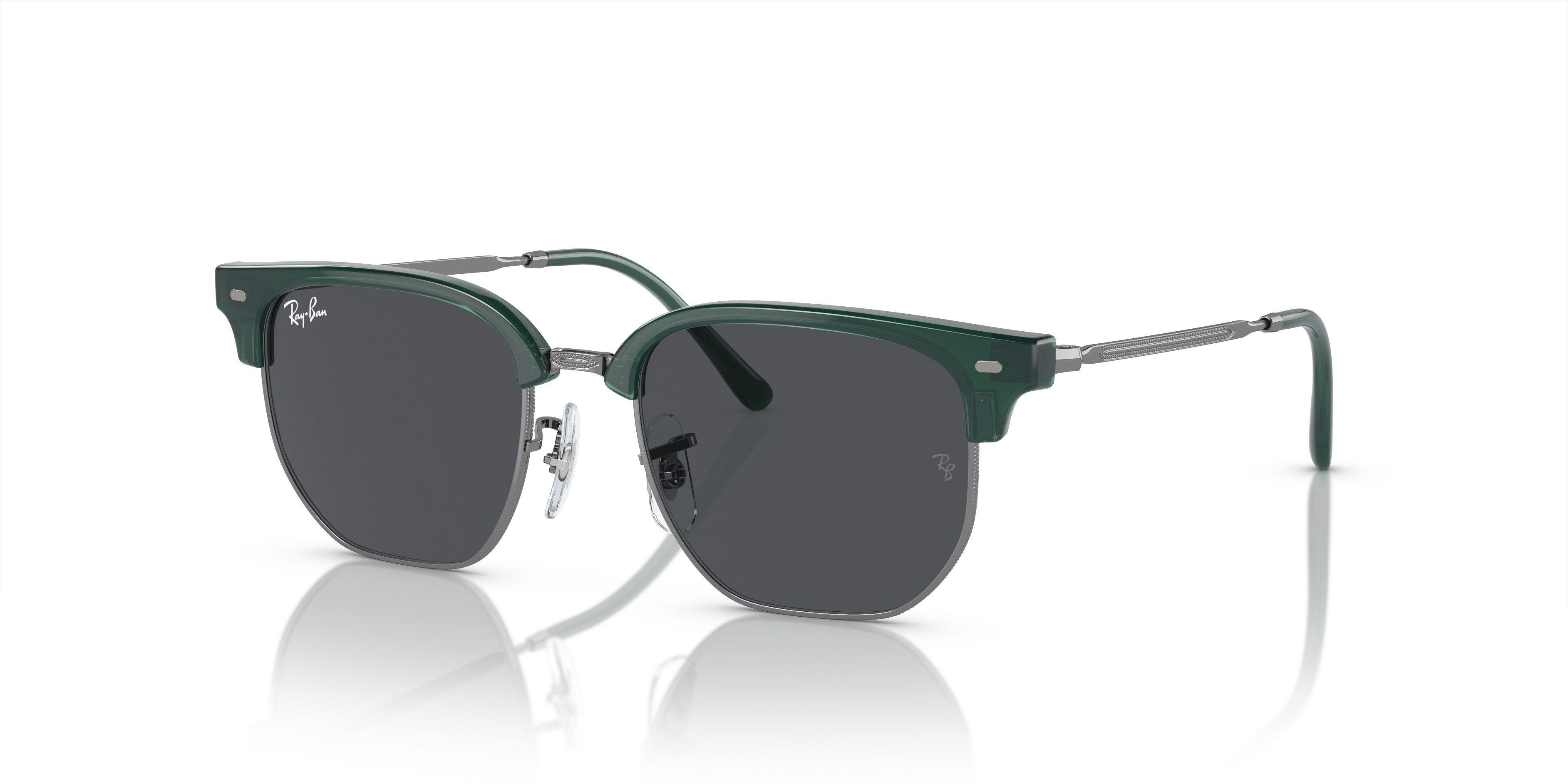 NEW CLUBMASTER KIDS Polished Opal Green On Gunmetal Frame Dark Grey Lenses 47-17