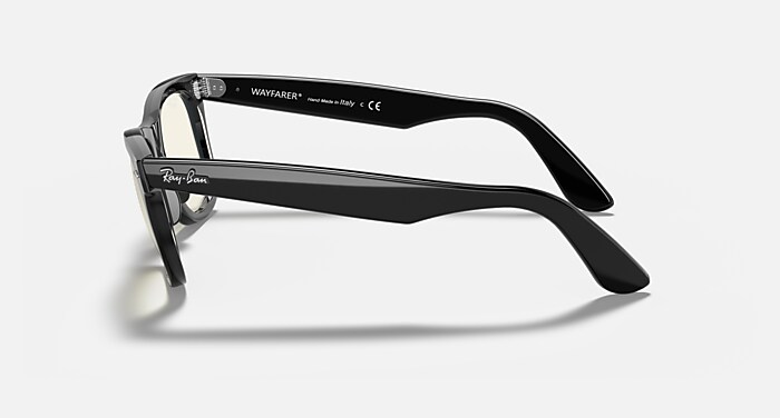 Ray-Ban Sunglasses Unisex Wayfarer Clear Evolve - Shiny Black Frame Grey Lenses 52-22