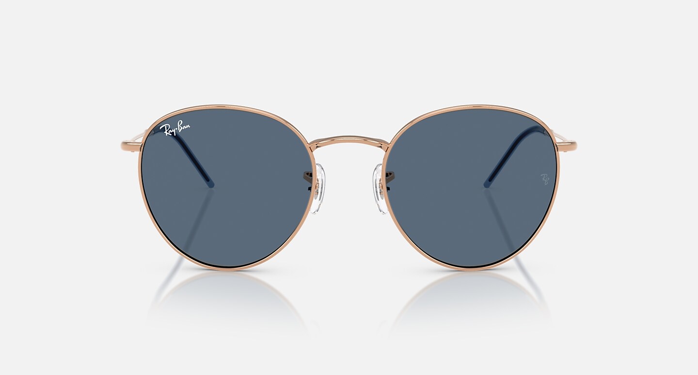 Ray-Ban Sunglasses Unisex Round Reverse - Rose Gold Frame Blue Lenses 53-21