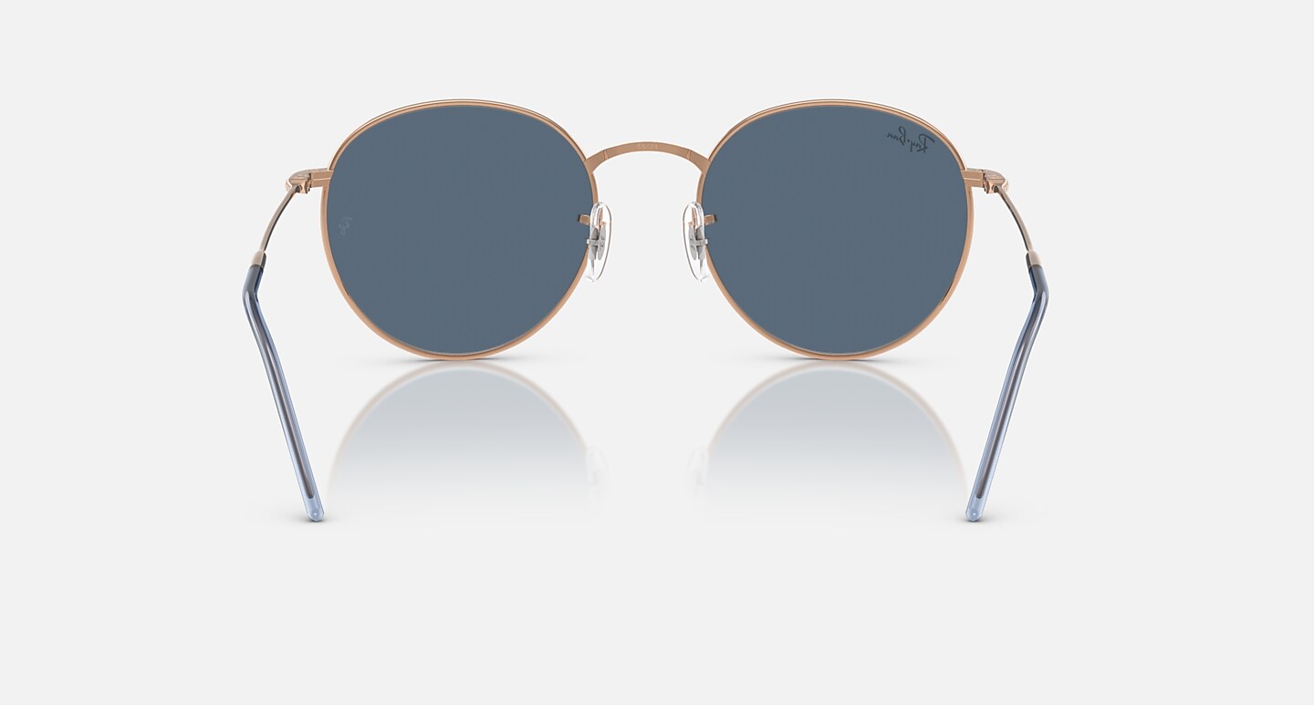 Ray-Ban Sunglasses Unisex Round Reverse - Rose Gold Frame Blue Lenses 53-21