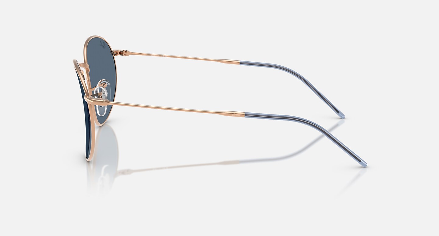 Ray-Ban Sunglasses Unisex Round Reverse - Rose Gold Frame Blue Lenses 53-21