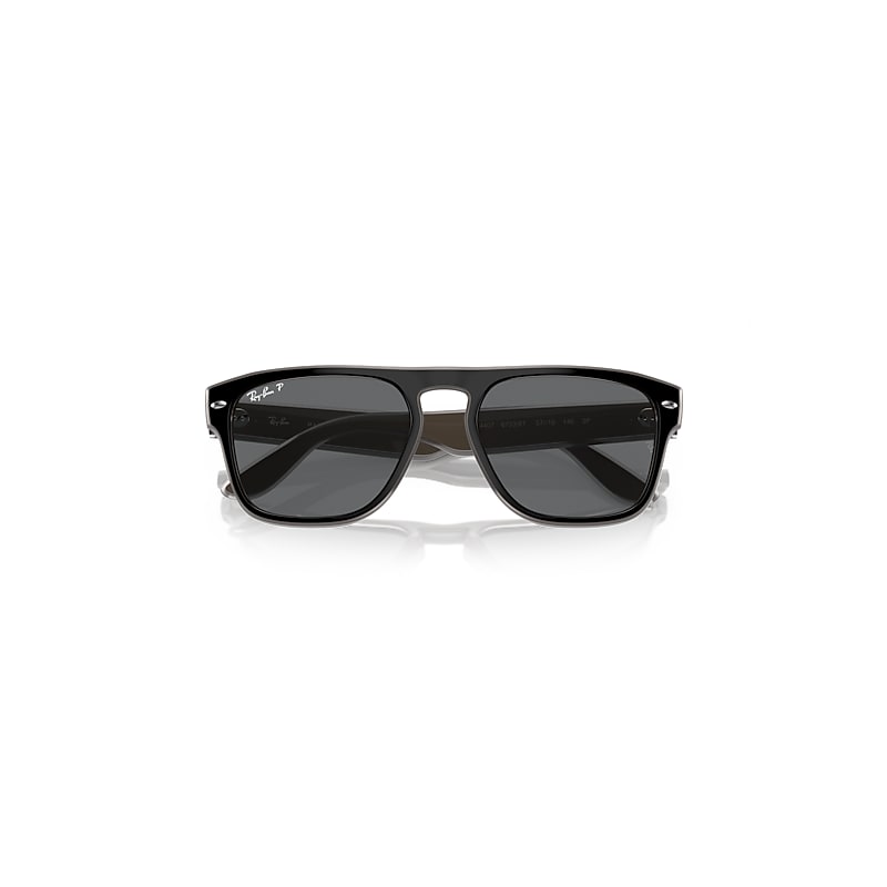Ray-Ban Rb4407 Sunglasses Black & Light Grey & Transparent Grey Frame Grey Lenses Polarized 57-19