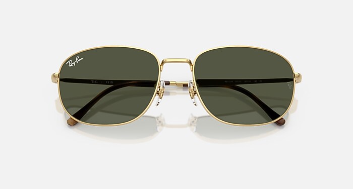 Ray-Ban ゴールドフレーム　グリーンスモークレンズサングラス Amazon | Ray-Ban(レイバン) RB3857 フランクスクエアサングラス