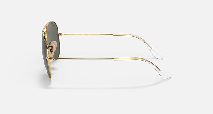 Ray-Ban Sunglasses Aviator Solid Gold Gold Frame Green Lenses