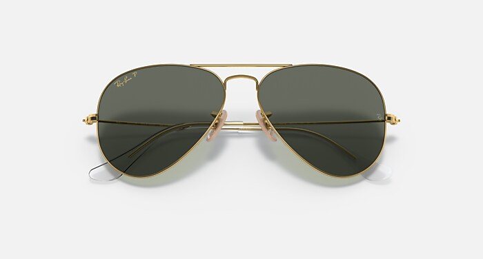 Ray-Ban Sunglasses Aviator Solid Gold Gold Frame Green Lenses