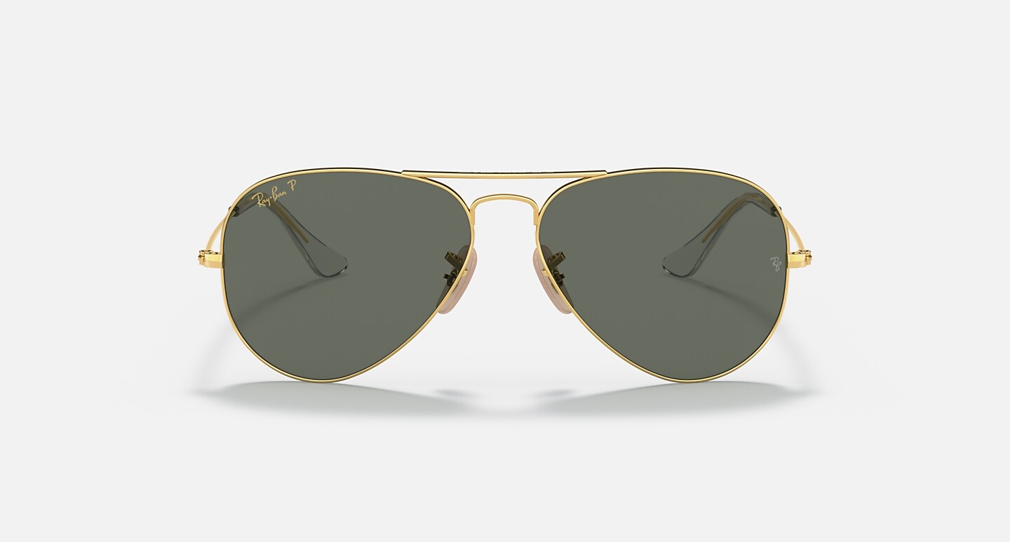 Ray-Ban Sunglasses Aviator Solid Gold Gold Frame Green Lenses