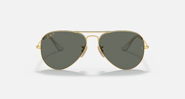 Ray-Ban Sunglasses Aviator Solid Gold Gold Frame Green Lenses