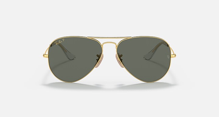 Ray-Ban Sunglasses Aviator Solid Gold Gold Frame Green Lenses