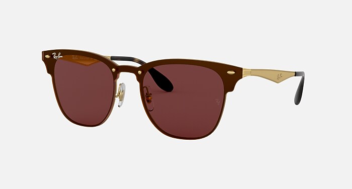 Ray-Ban Blaze Blazer Clubmaster Gold Brown Sunglasses Y2K Retro Luxury Designer Ray-Ban Blaze Clubmaster 3576N Sunglasses main image 4