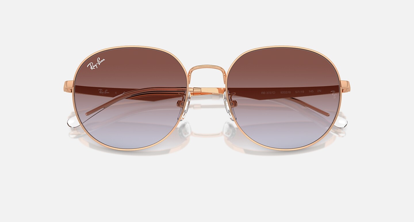 Ray-Ban Sunglasses Unisex Rb3727d - Rose Gold Frame Blue Lenses 57-19