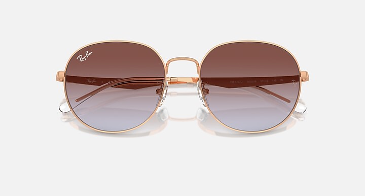 Ray-Ban Sunglasses Unisex Rb3727d - Rose Gold Frame Blue Lenses 57-19