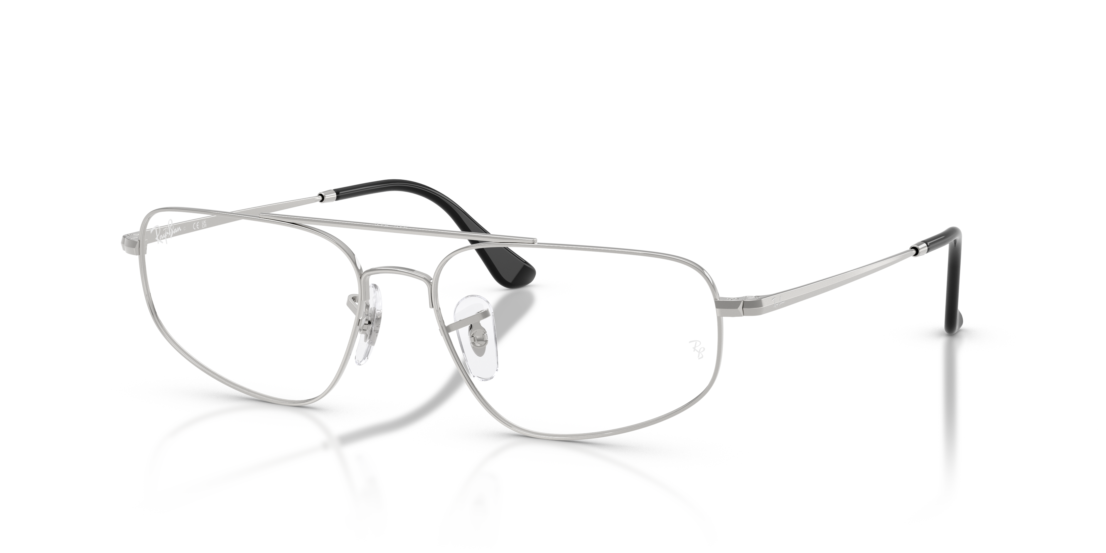RB6550 OPTICS Polished Silver Frame Clear Lenses 56-16