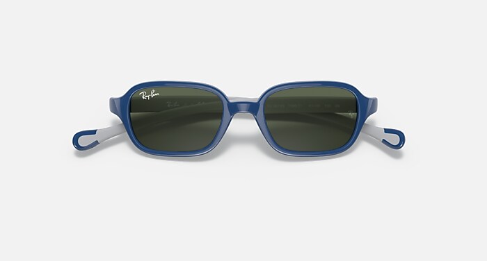 Ray-Ban Sunglasses Children Rb9074s Kids - Blue On Rubber Grey Frame Green Lenses 39-16