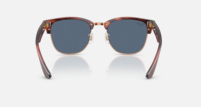 Ray-Ban Sunglasses Unisex Clubmaster Reverse - Striped Havana Frame Blue Lenses 54-21