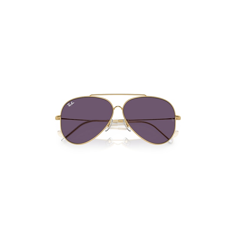 Ray-Ban Aviator Reverse Sunglasses Arista Gold Frame Violet Lenses 59-11