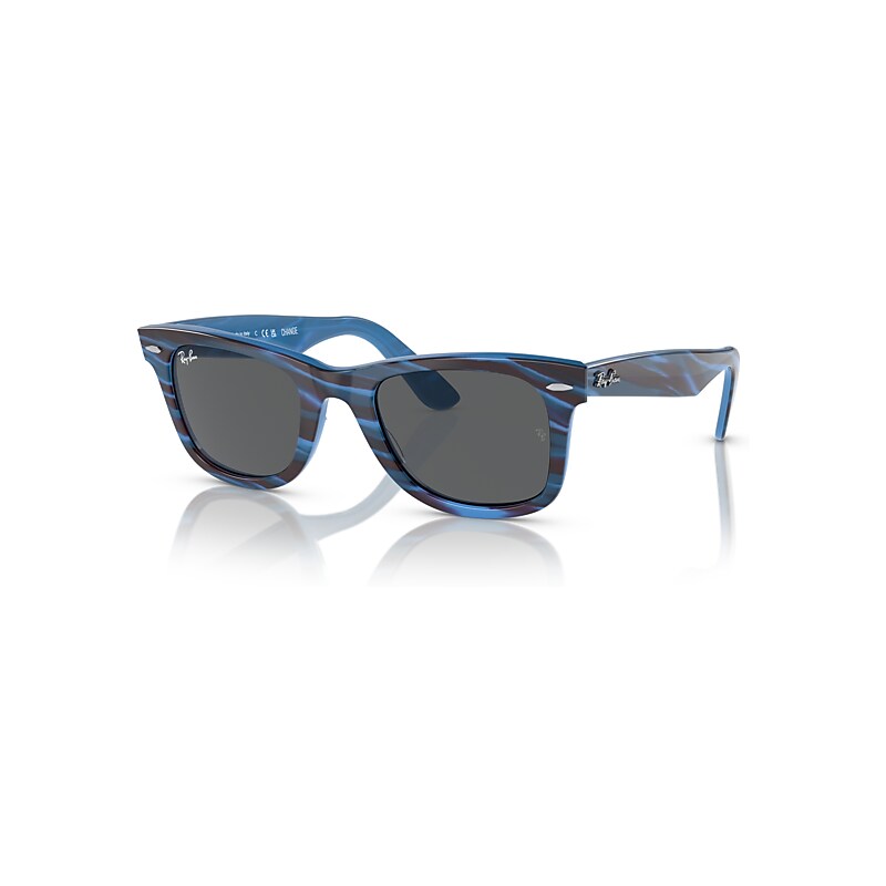 Ray Ban Original Wayfarer Change Sunglasses Photo Striped Blue Frame Grey Lenses 52-22 In Photo Striped Blue