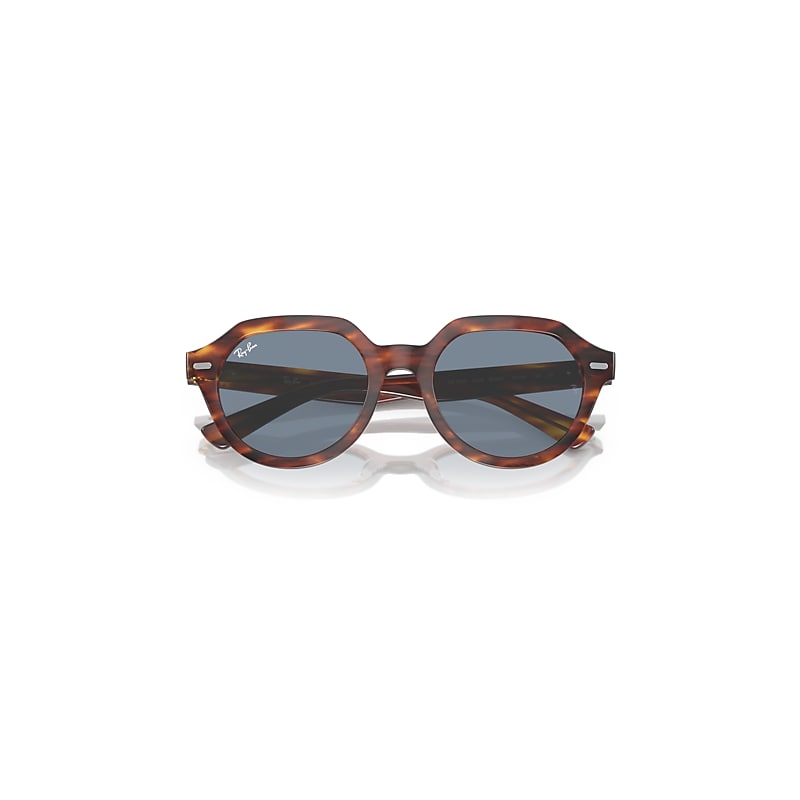 Ray-Ban Gina Sunglasses Striped Havana Frame Blue Lenses 51-21