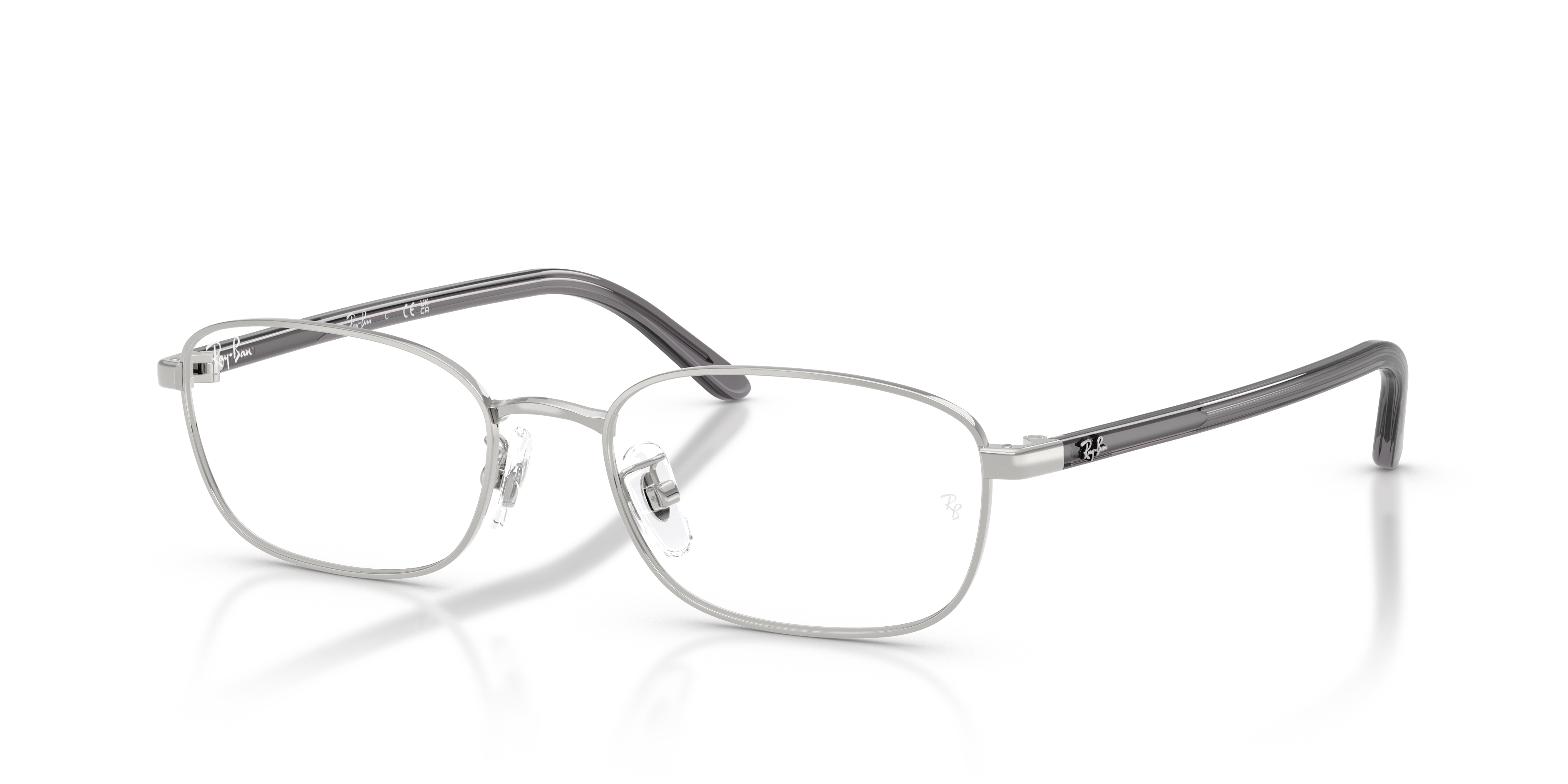 RB6551D OPTICS Polished Silver Frame Clear Lenses 53-18