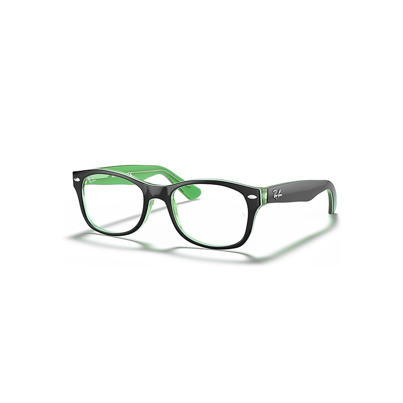 Ray-Ban Eyeglasses Children Rb1528 Optics Kids - Black On Green Frame Clear Lenses Polarized 48-16