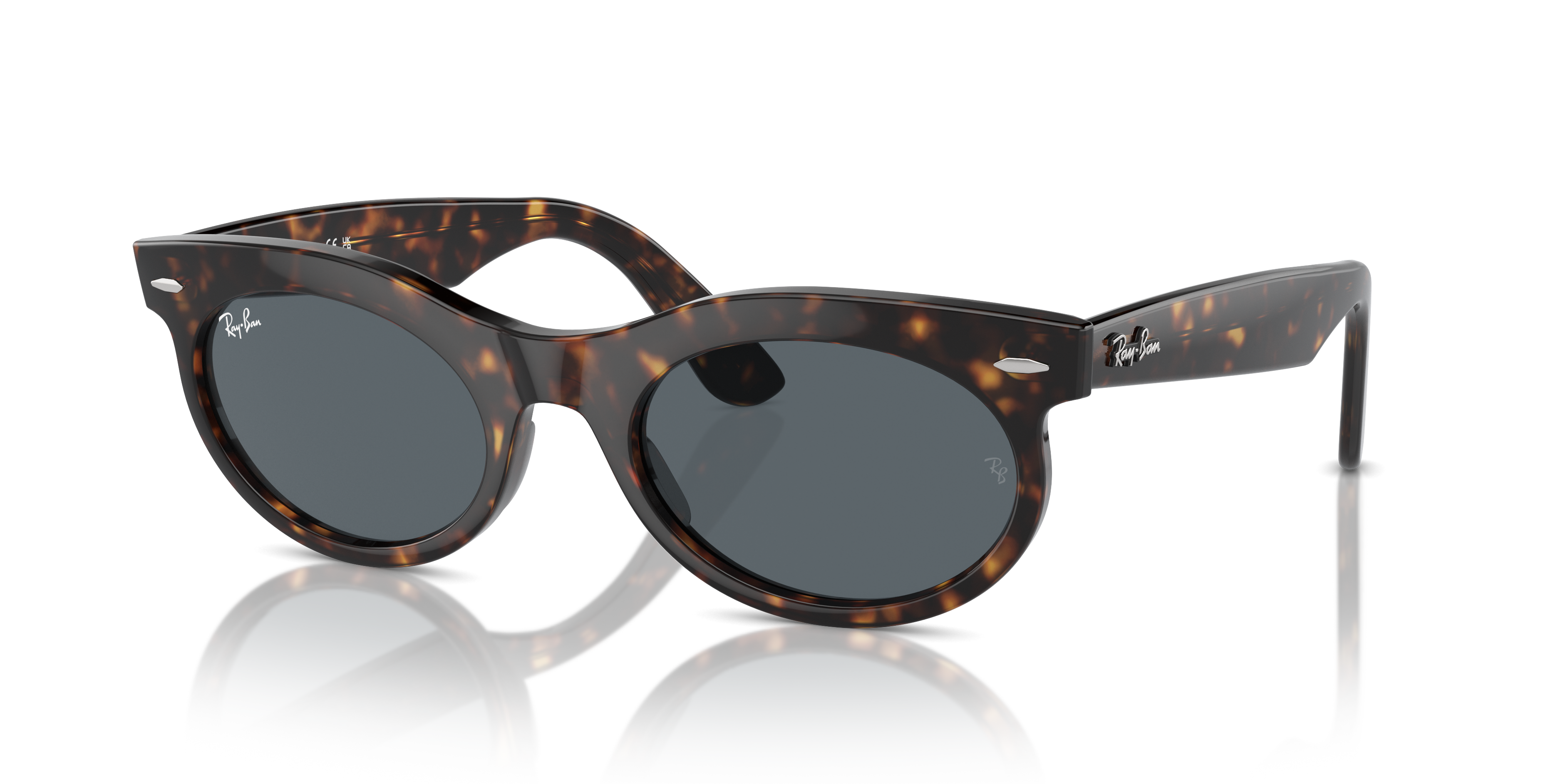 WAYFARER OVAL Polished Havana Frame Blue Lenses 53-22