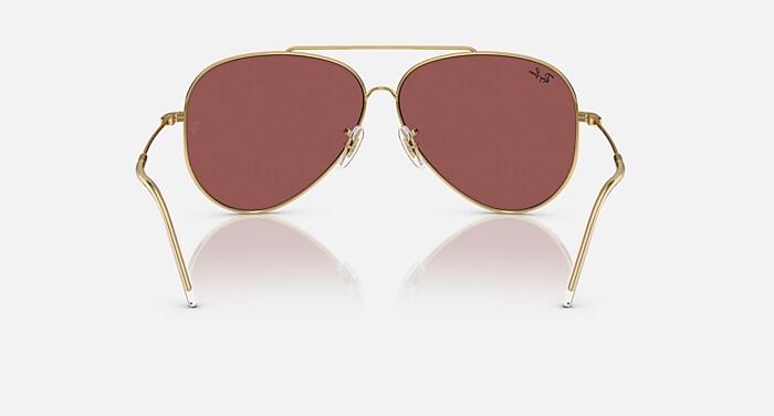 Ray-Ban Sunglasses Unisex Aviator Reverse - Arista Gold Frame Violet Lenses 59-11