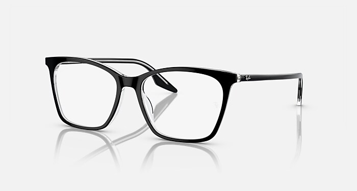 Ray-Ban Eyeglasses Woman Rb5422 Optics Prescription - Black On Transparent Frame Demo Lens Lenses 52-16 Polarized