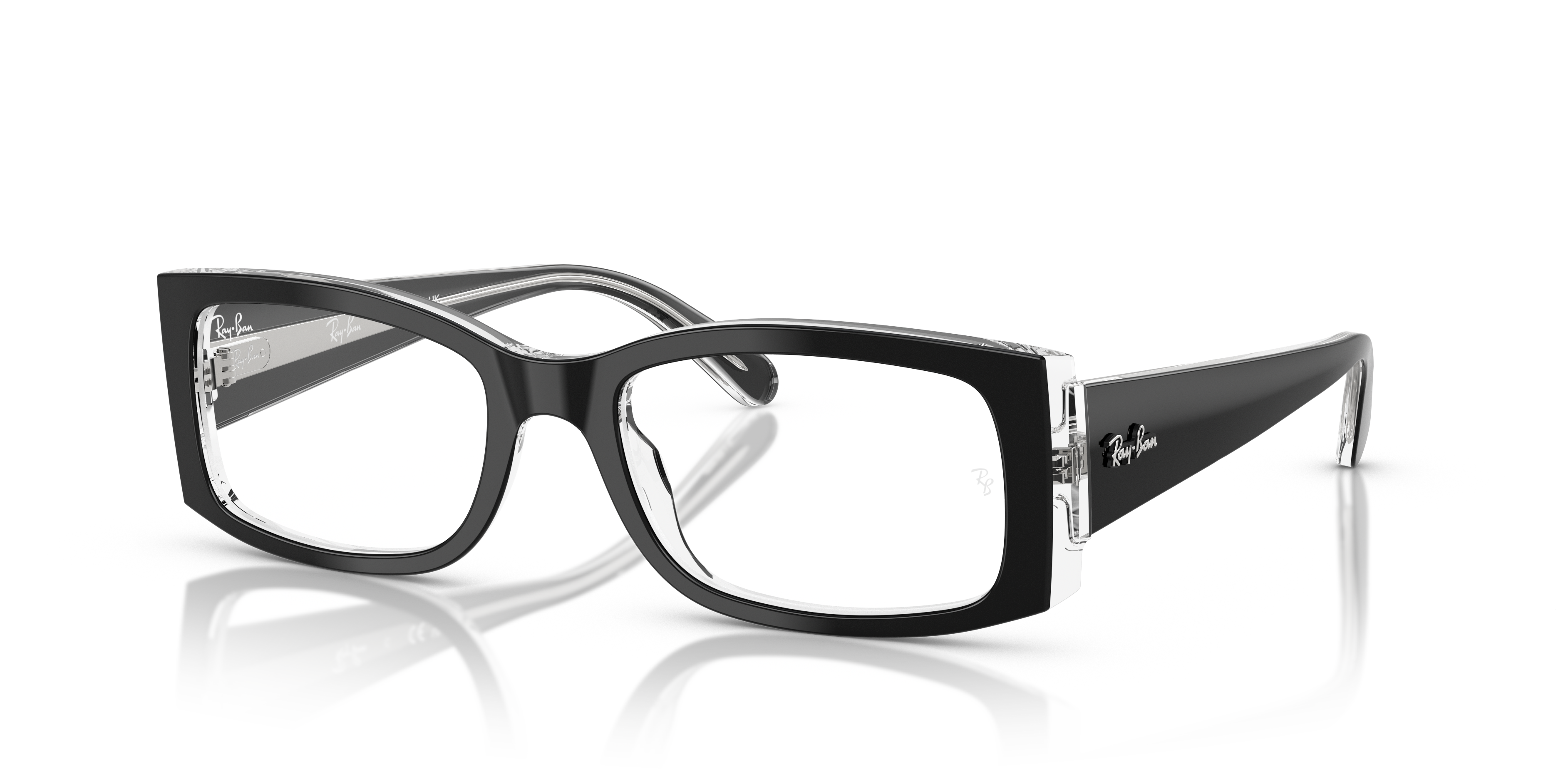 MIRIAM OPTICS Polished Black On Transparent Frame Clear Lenses 54-19