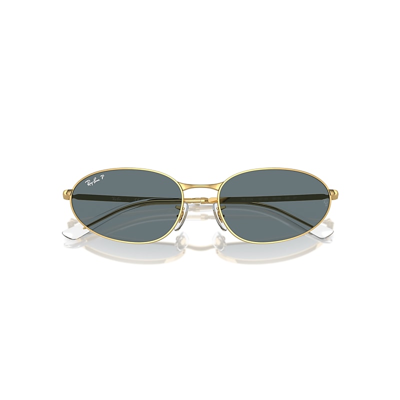 Ray-Ban Rb3734 Sunglasses Arista Gold Frame Blue Lenses Polarized 59-18