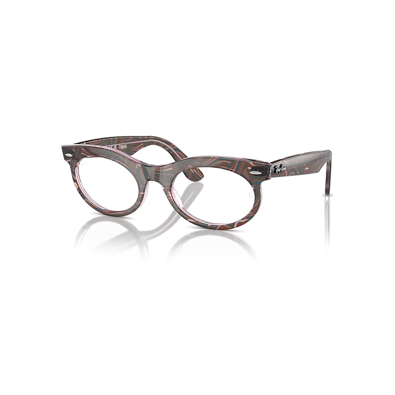 Ray Ban Wayfarer Oval Optics Change Eyeglasses Photo Waves Purple Frame Clear Lenses Polarized 53-22 In Photo Waves Purple