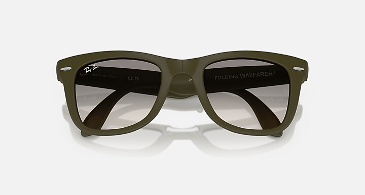 Ray-Ban Wayfarer Folding Classic Online Only Limited Sunglasses Matte Military Green Frame Grey Lenses 50-22