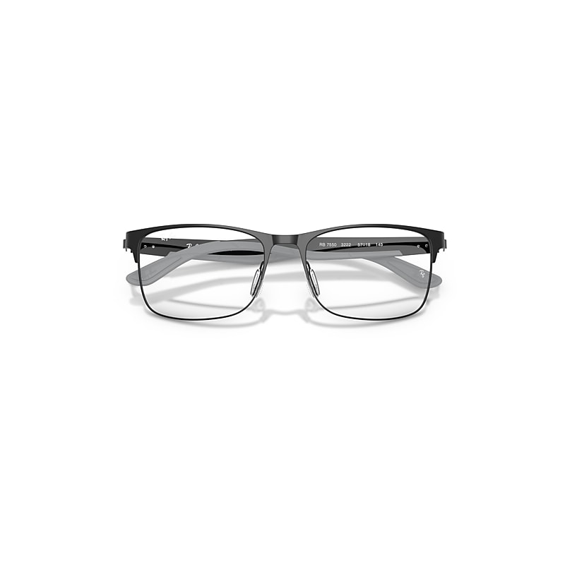 Ray Ban Rb7550 Optics Eyeglasses Black Frame Clear Lenses Polarized 57-18 In Black