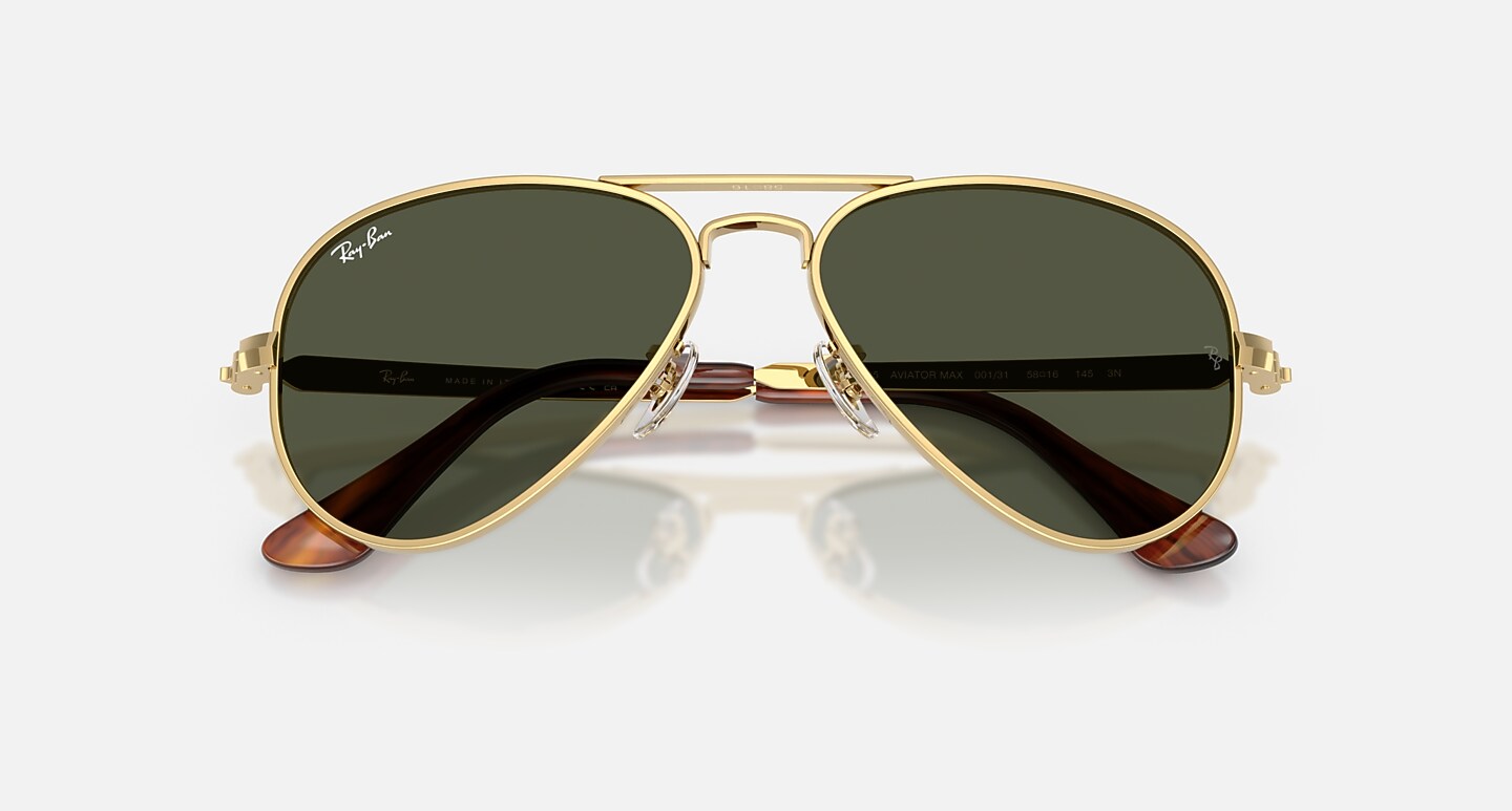 Ray-Ban Sunglasses Unisex Aviator Max - Arista Gold Frame Green Lenses 62-16